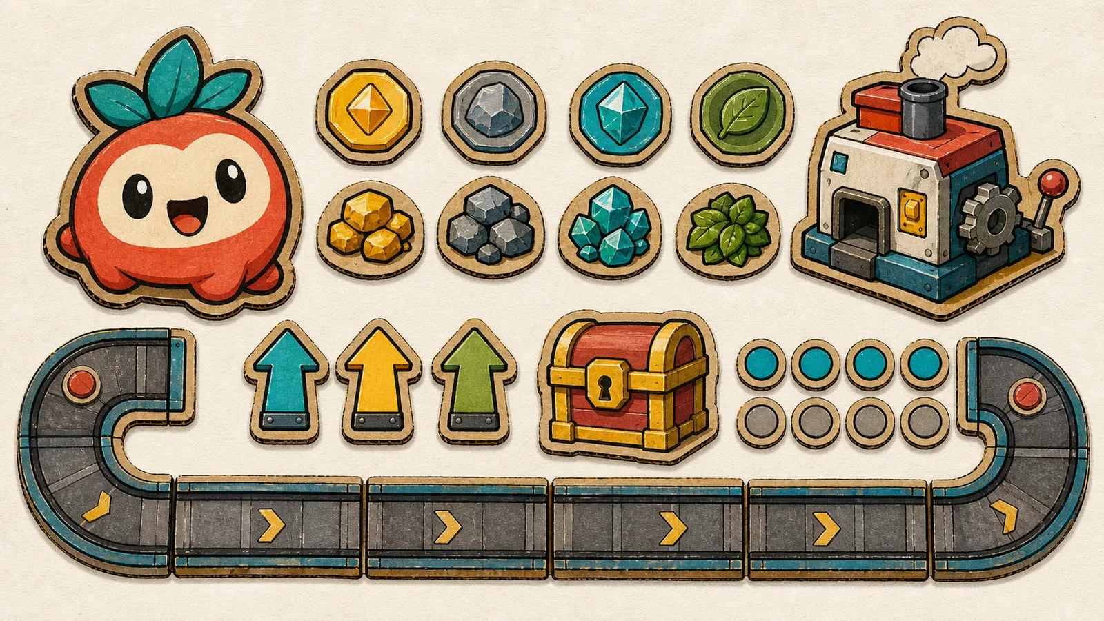 Voxel idle clicker template kit with upgrade machines and resources.